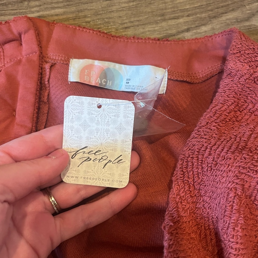 FREE PEOPLE  Changing Tides Cotton Crop Top & Pants - Rust - NWT- XS - Picture 16 of 16